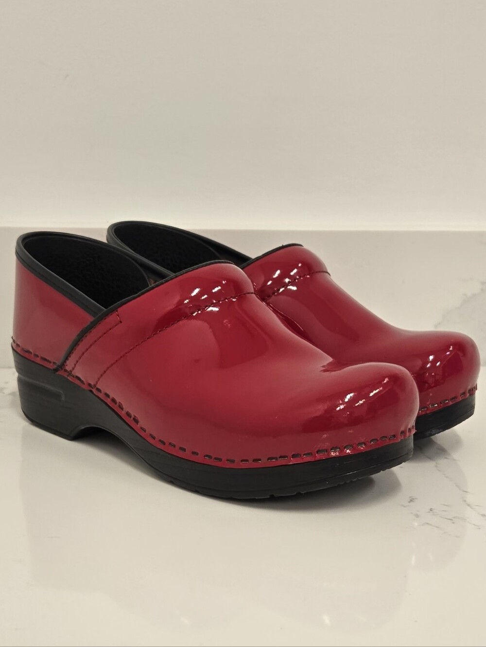 Dansko Red Patent Leather Clogs